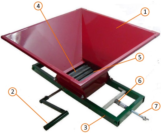 Устройство дробилки для винограда