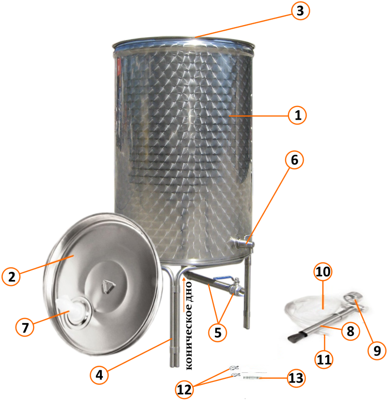 Устройство бочки с коническим дном