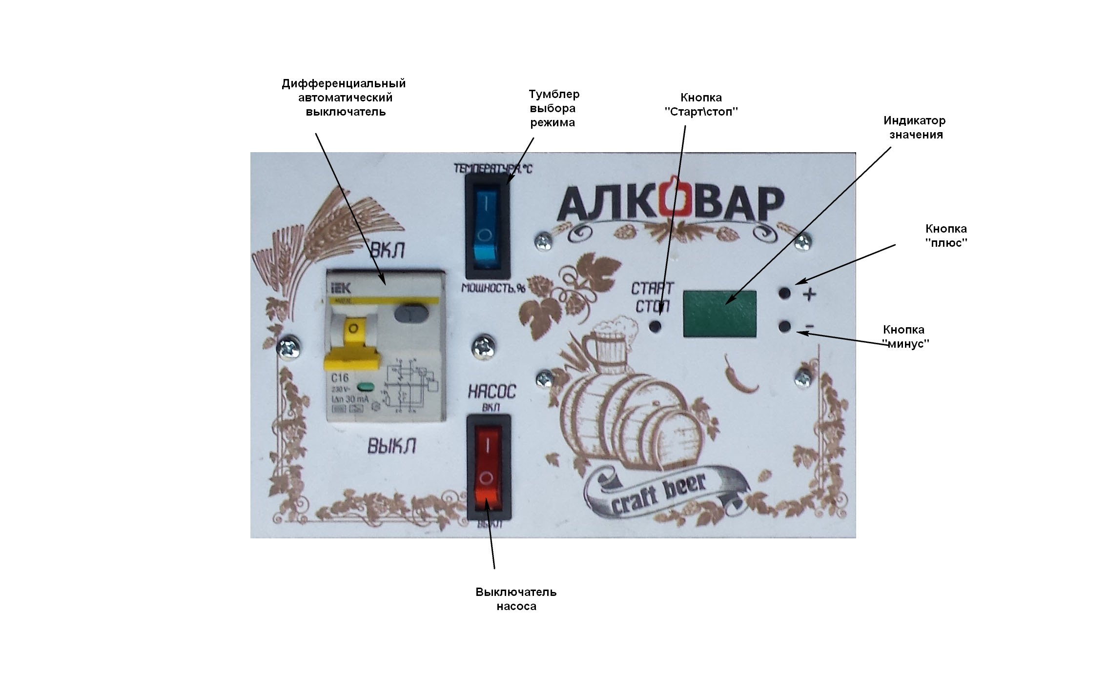 Панель управления домашней пивоварни АЛКОВАР Beer Maker Classic