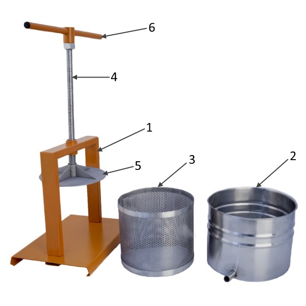 Комплектация и устройство настольного пресса для отжима сока